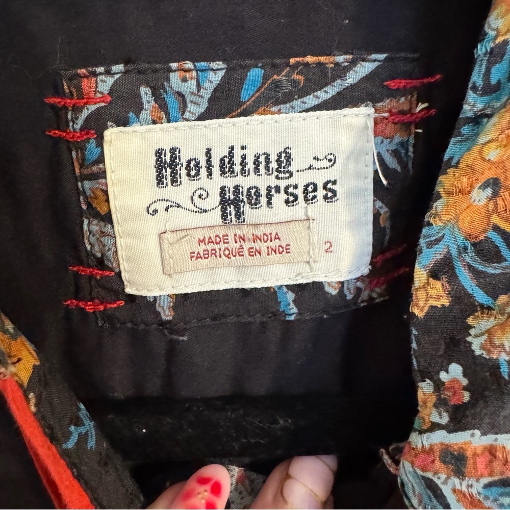 Holding Horses Anthropologie Floral Shirt Dress | Size 2 | Western Embroidered - Picture 4 of 7